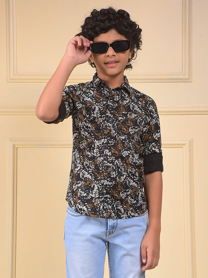 Brown Floral Print Shirt