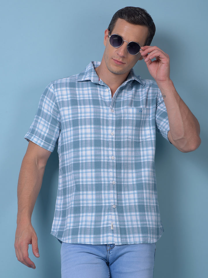 Blue Checked 100% Cotton Shirt