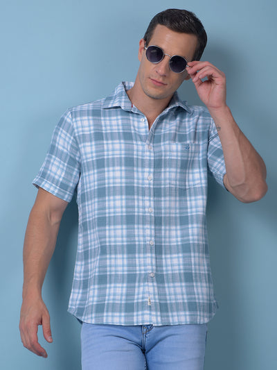 Blue Checked 100% Cotton Shirt