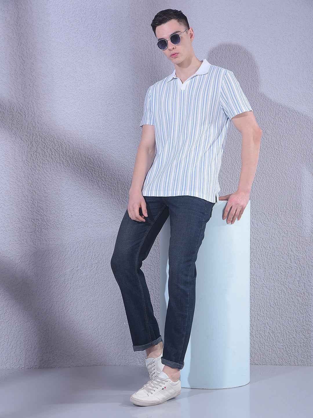 Indigo Blue Straight Faint Relaxed Jeans