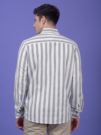 Grey Vertical Stripes 100% Cotton Shirt