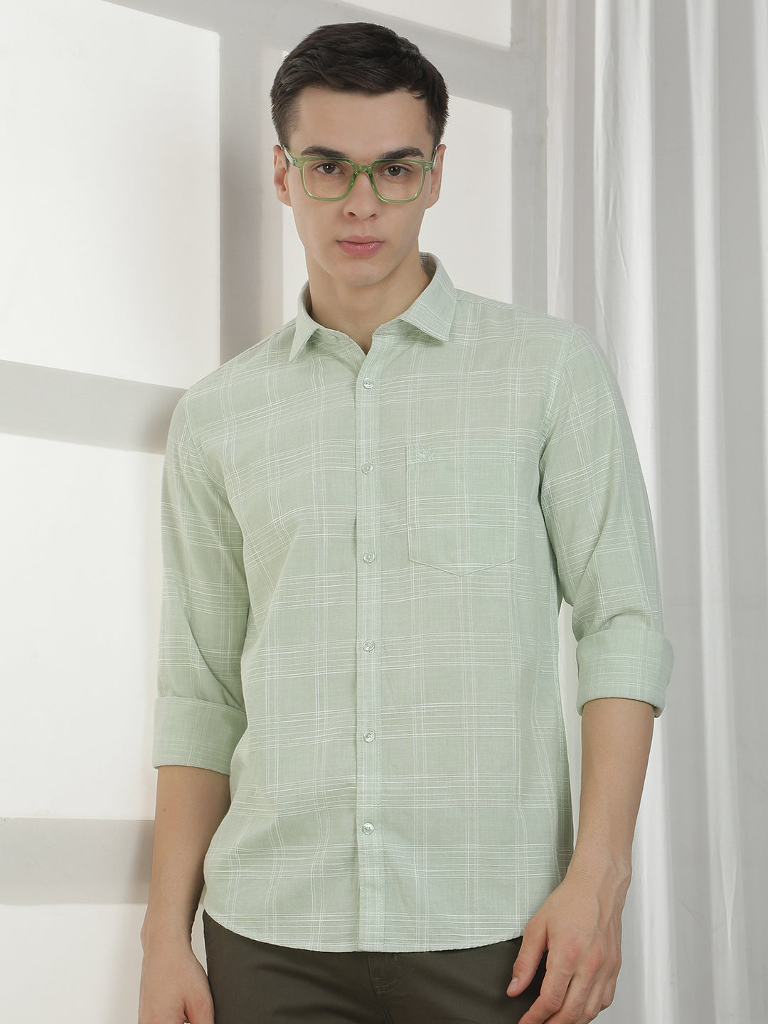 Essential Olive Green Checked Shirt