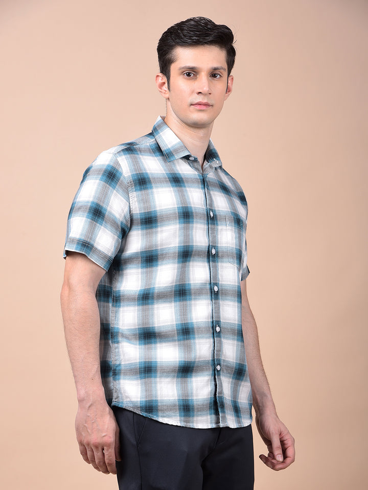 Blue Checked 100% Cotton Shirt