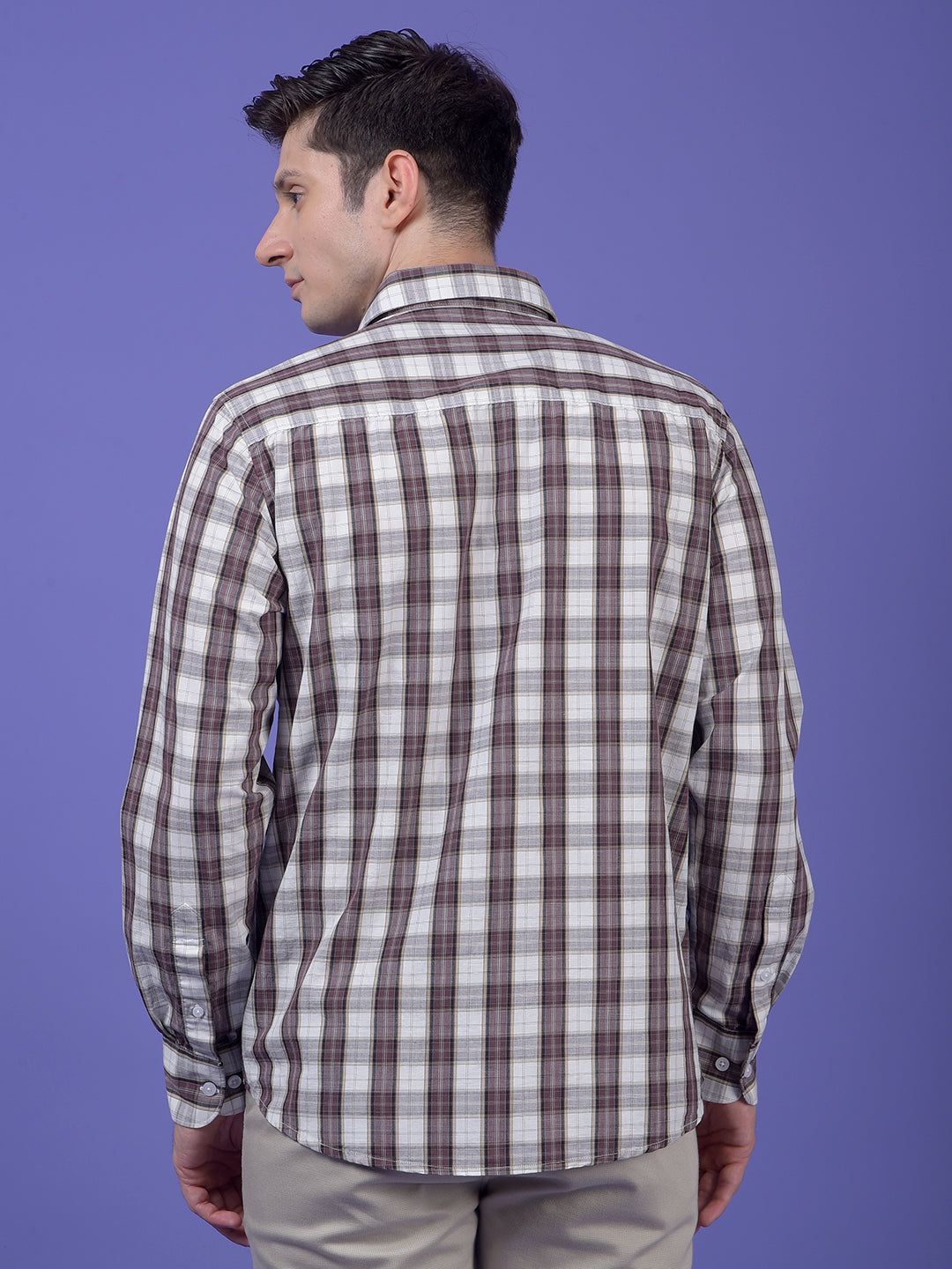 Brown Checked 100% Cotton Shirt