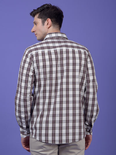 Brown Checked 100% Cotton Shirt