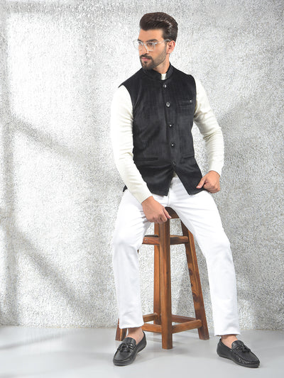 Black Printed Waist Coat