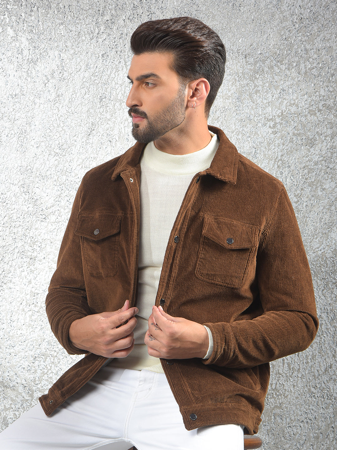 Modern Classic Brown Knitted Shacket