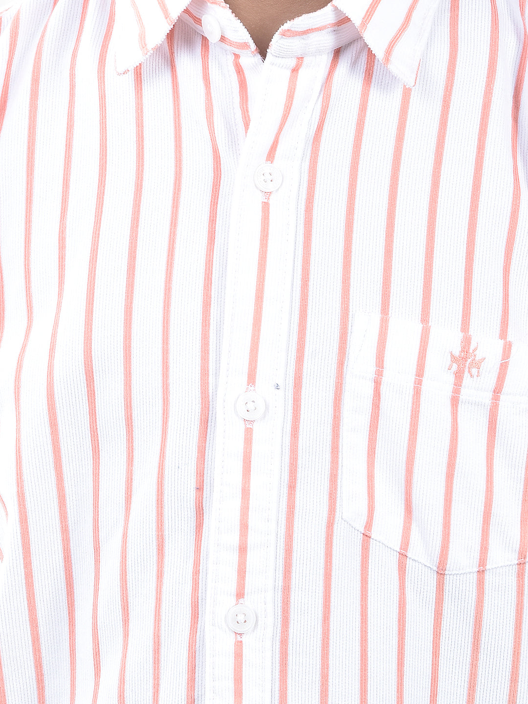 Peach Vertical Stripes 100% Cotton Shirt
