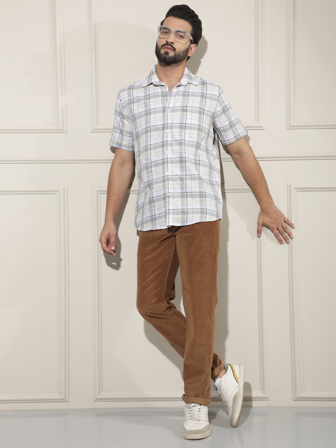Green Checked Linen Shirt
