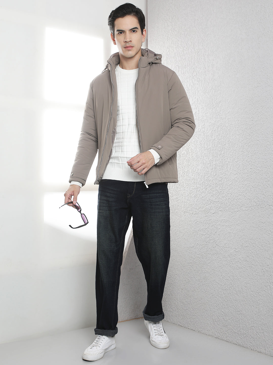 Khaki Padded Hooded Jacket