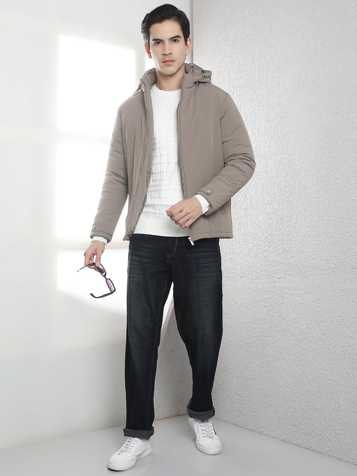 Khaki Padded Hooded Jacket