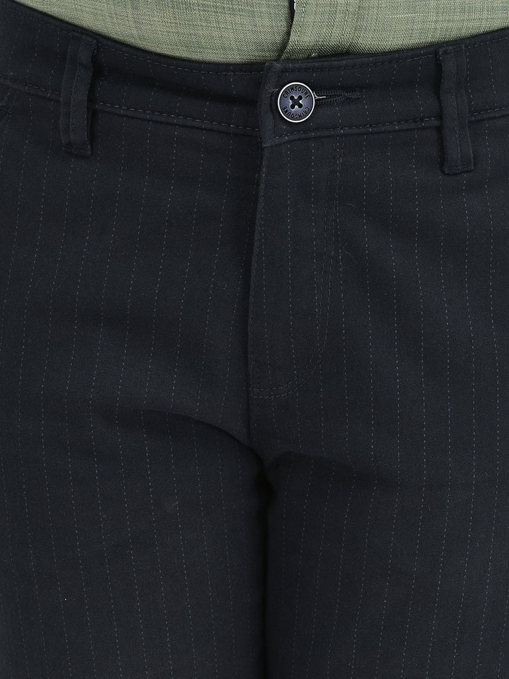 Navy Blue Vertical Stripes Trousers