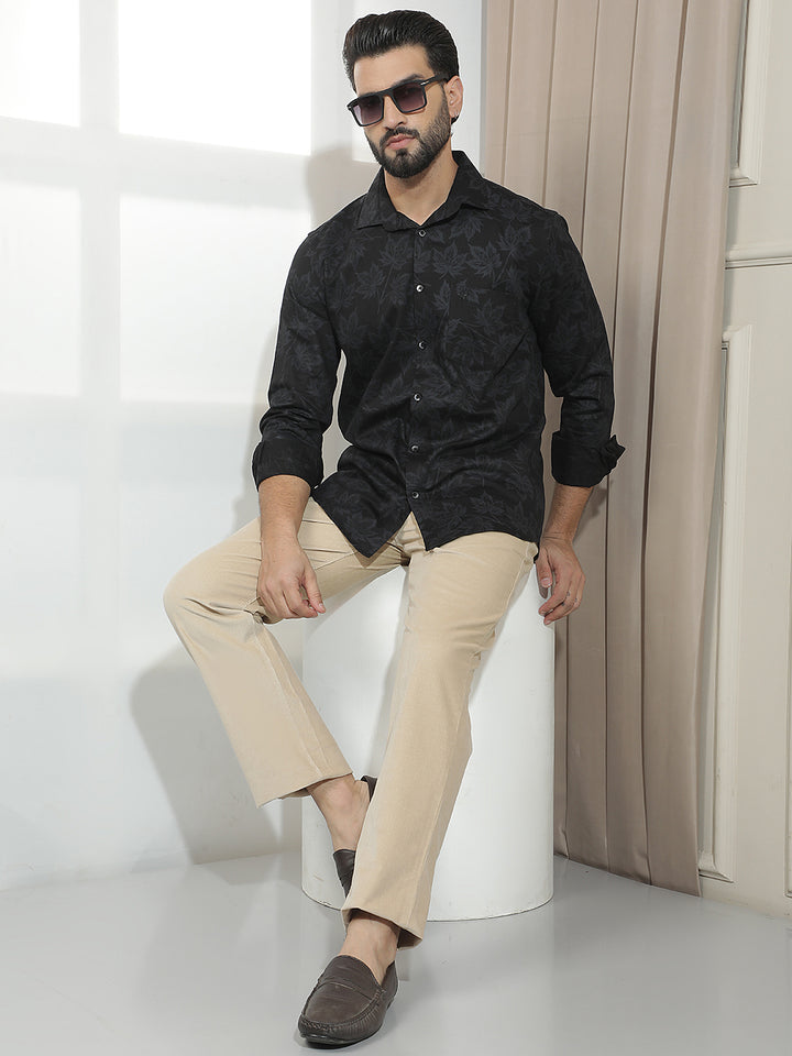 Beige Straight Corduroy Trousers