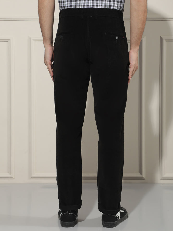 Luxe Obsidian Black Corduroy Trousers