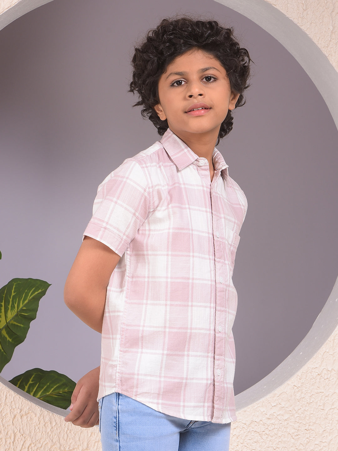 Purple Checked 100% Cotton Shirt