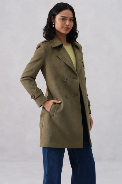 Green Notched-Lapel Over-Coat