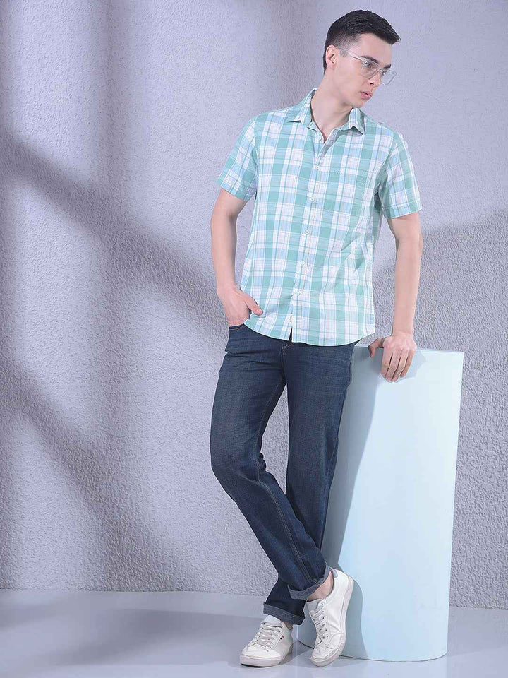 Green Checked 100% Cotton Shirt