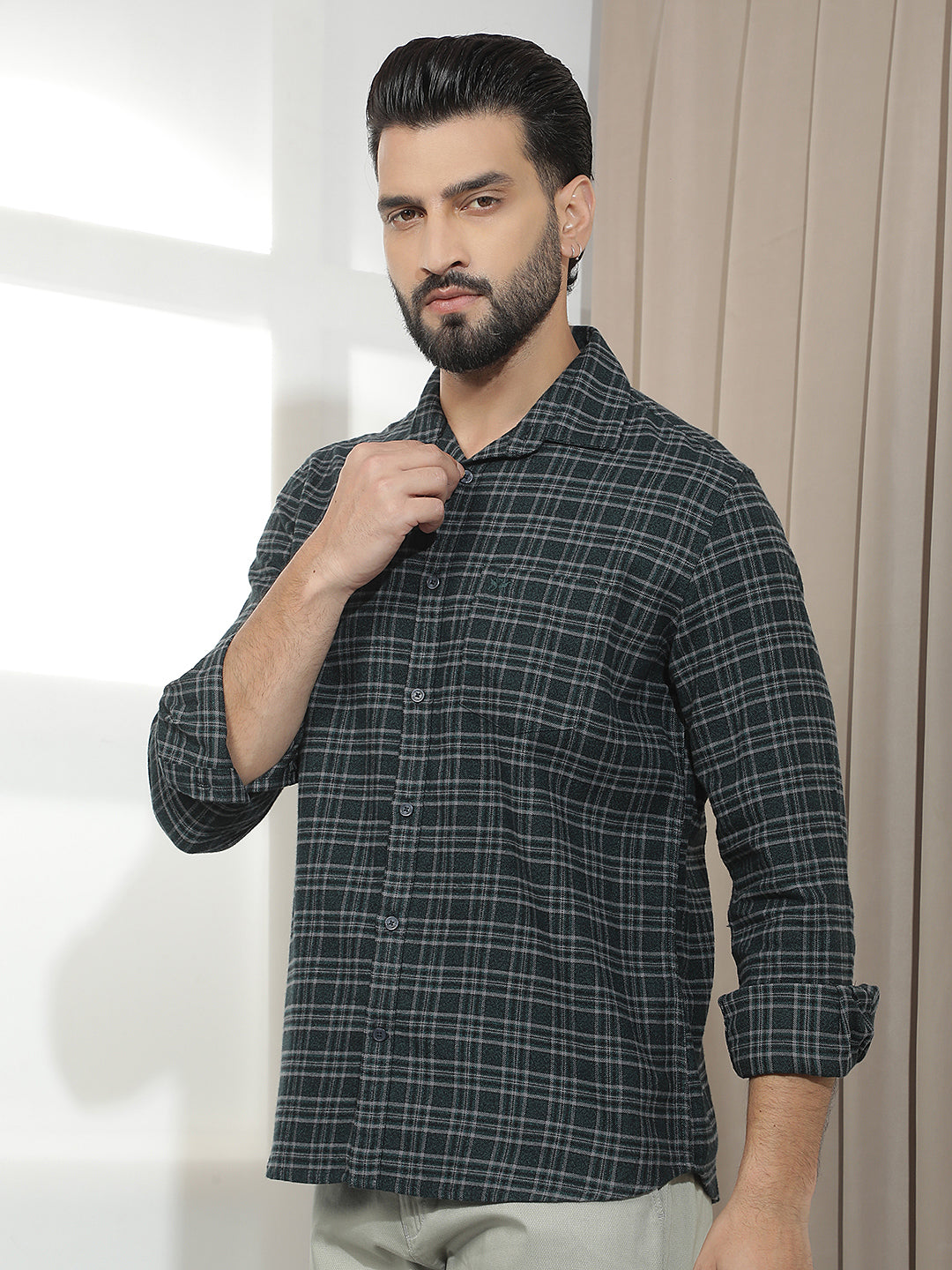 Green Checked 100% cotton Shirt