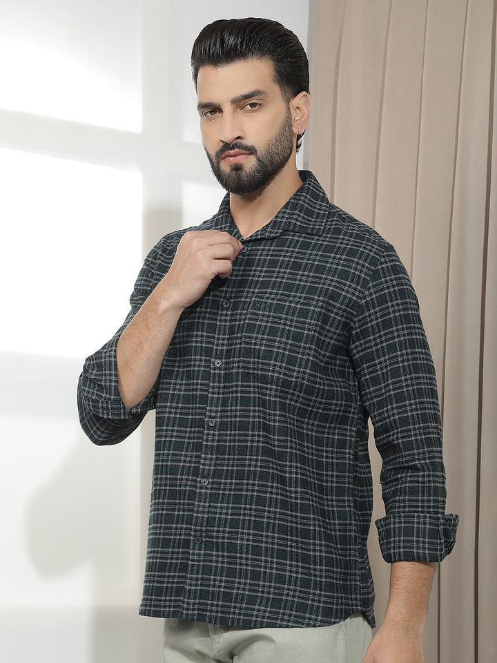 Green Checked 100% cotton Shirt