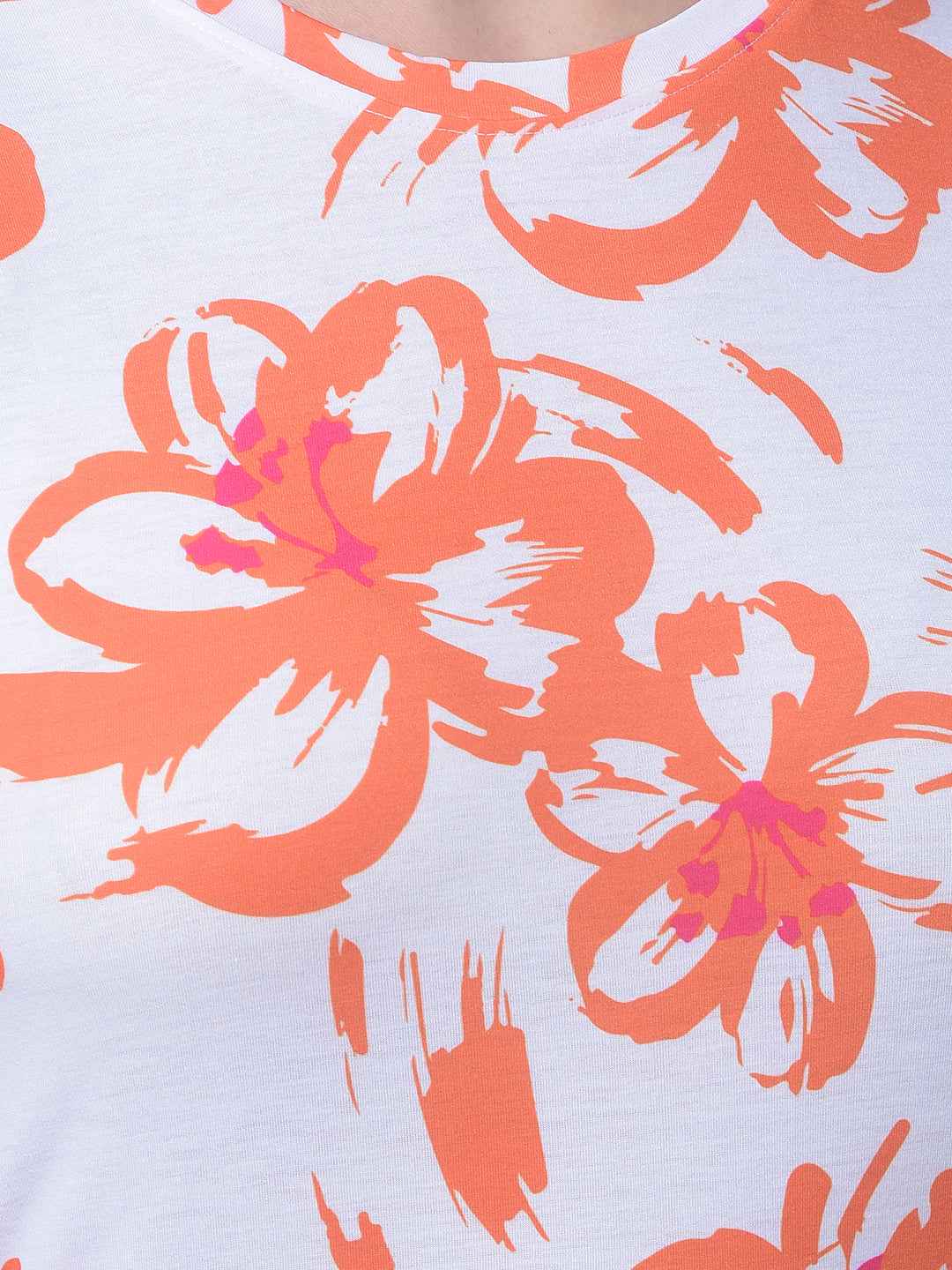 Orange Floral Print T-Shirt