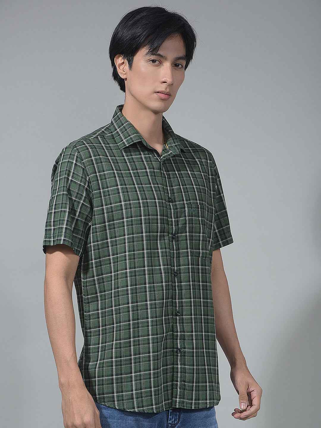 Green Checked 100% Cotton Shirt