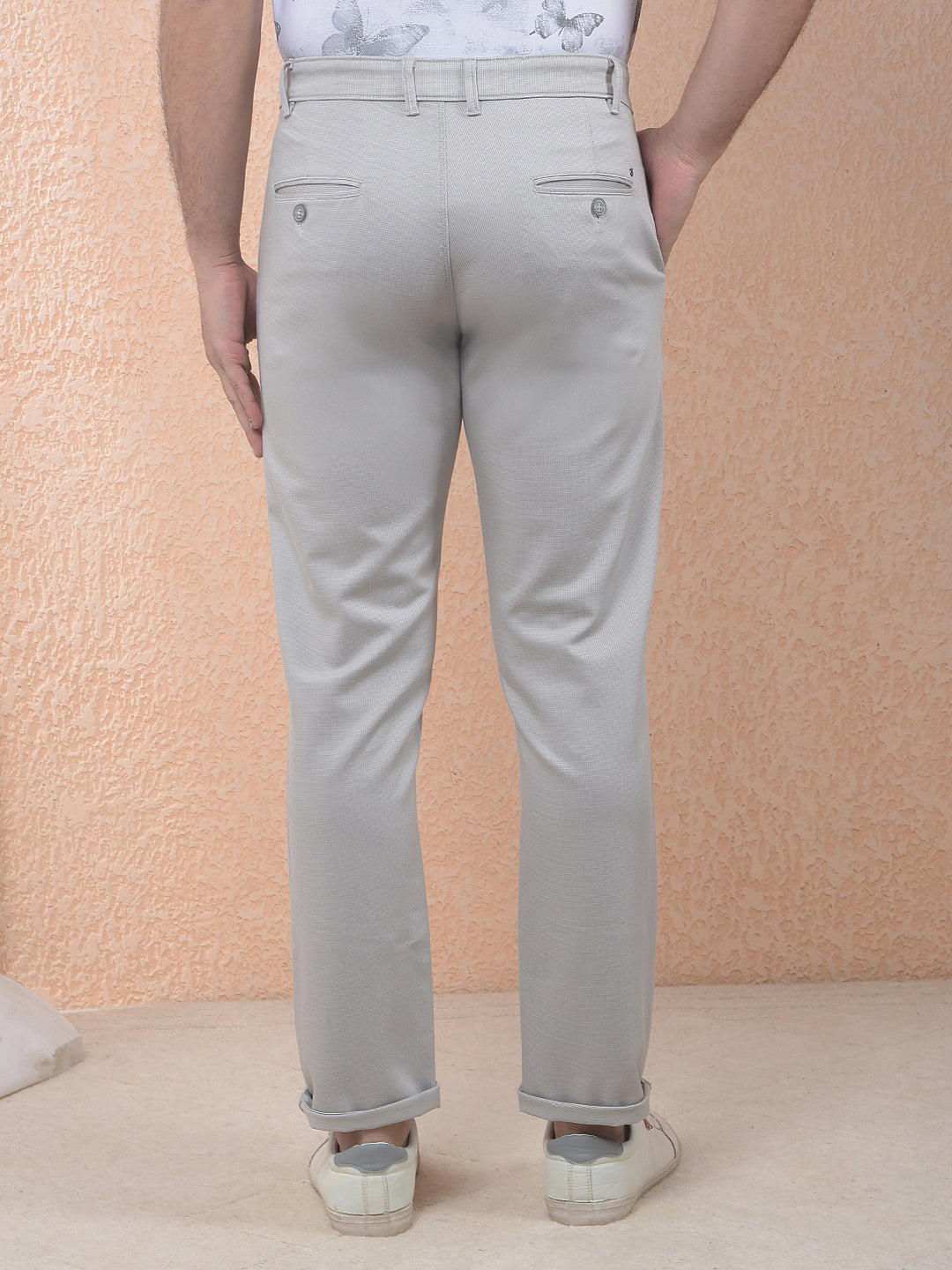 Grey Soft Texture Cotton Trousers