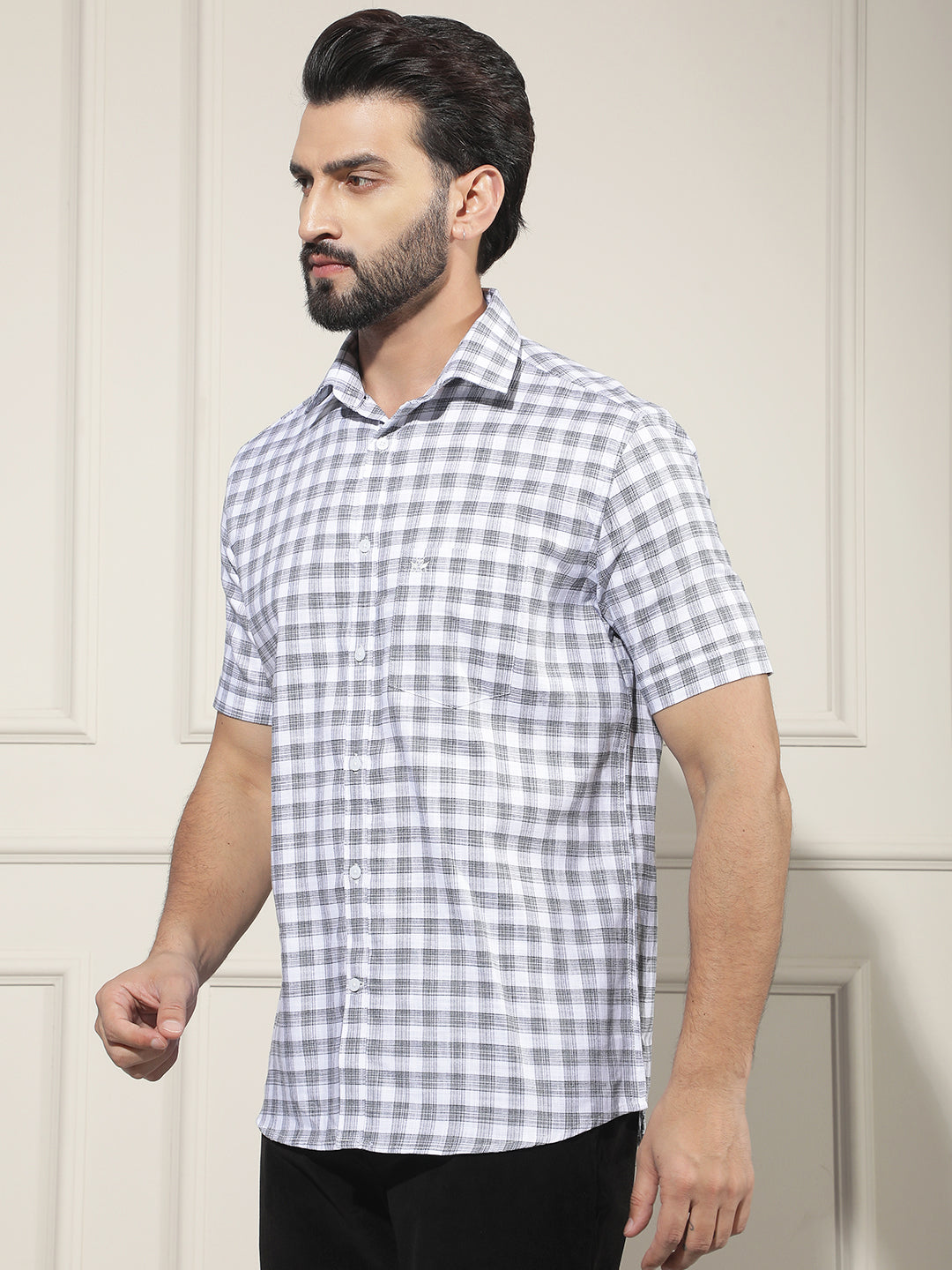 White Checked 100% Cotton Shirt