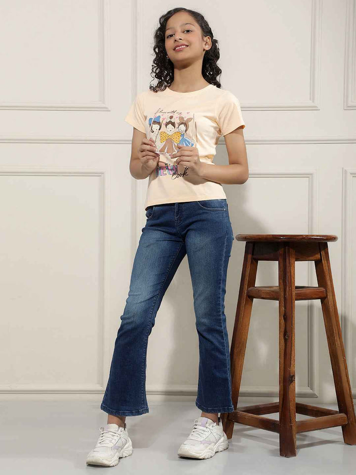 Graphic Print Beige T-Shirt