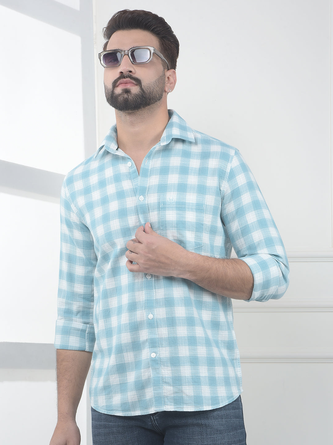 Green Checked 100% Cotton Shirt