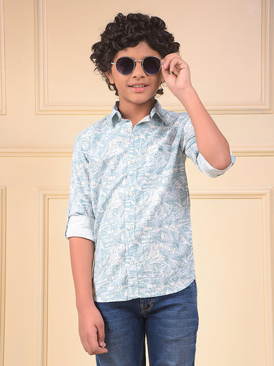 Green Floral Print 100% Cotton Shirt