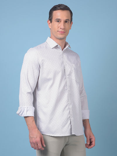 Beige Printed 100% Cotton Shirt