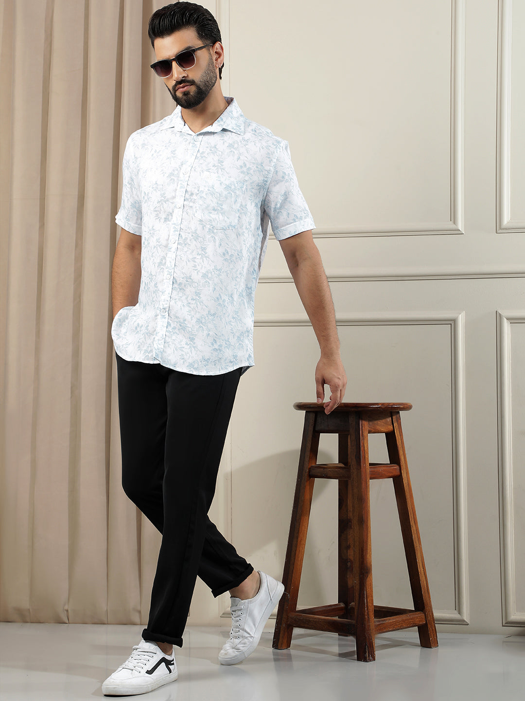 Blue Floral Print Shirt