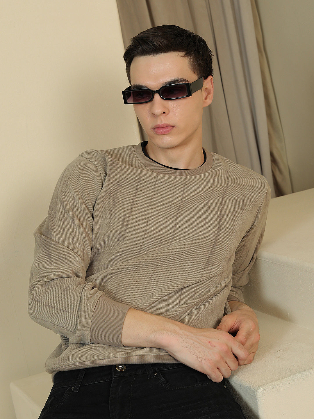 Brown Abstract Print Sweatshirt