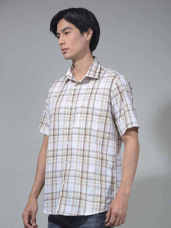 Brown Checked 100% Cotton Shirt