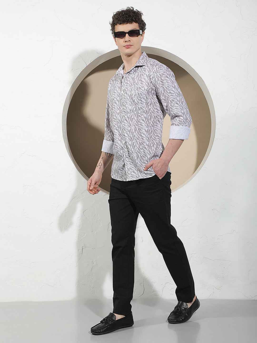 Grey Floral Print Shirt
