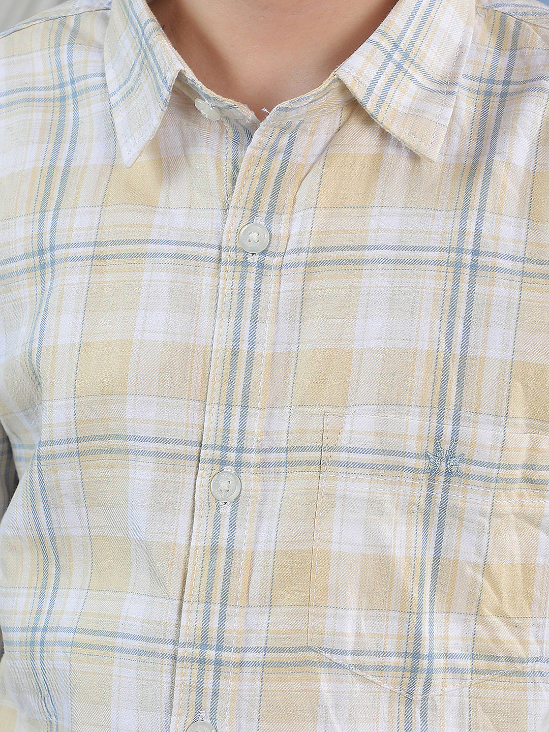 Yellow 100% Cotton Checked Shirt