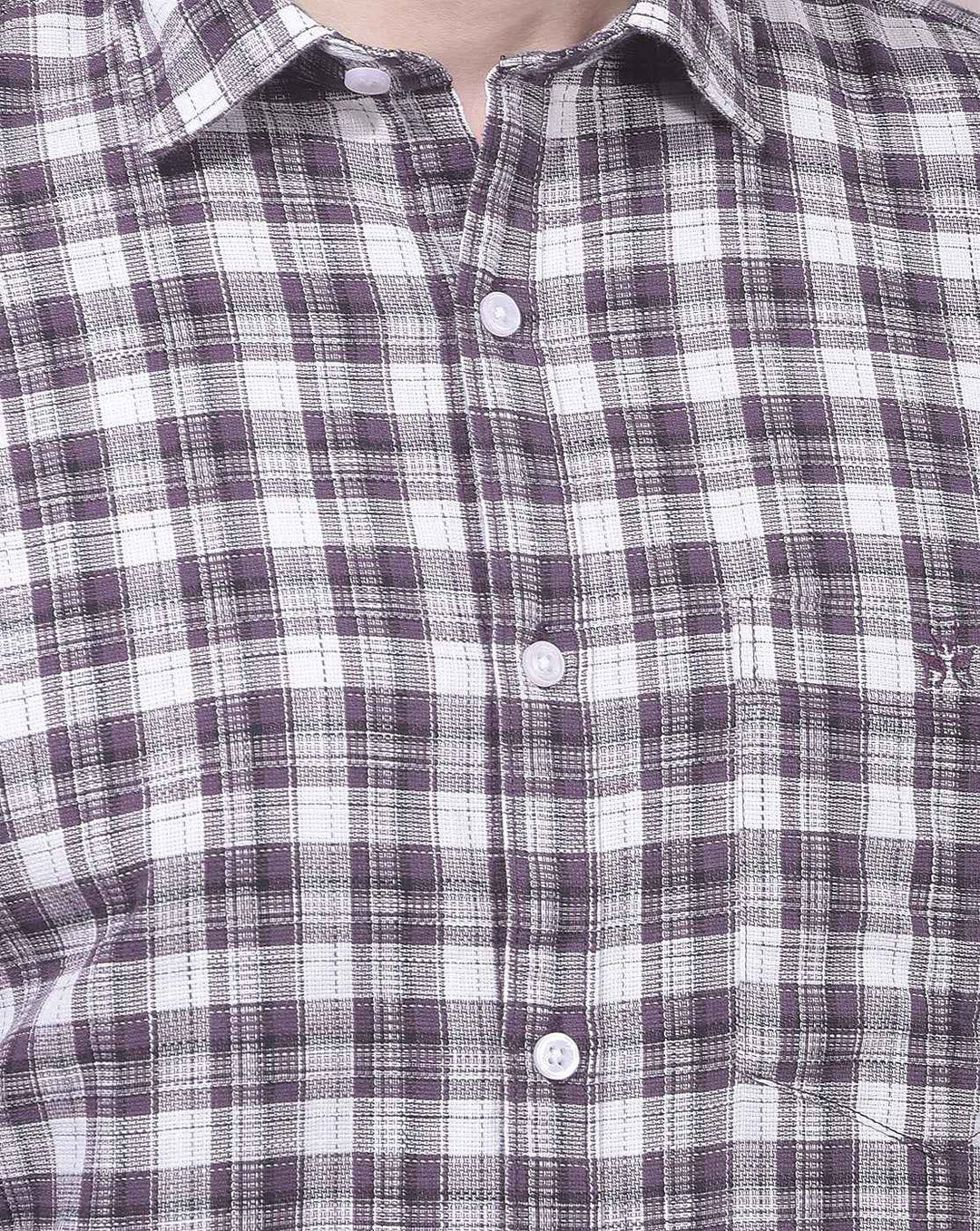 Purple Checked 100% Cotton Shirt