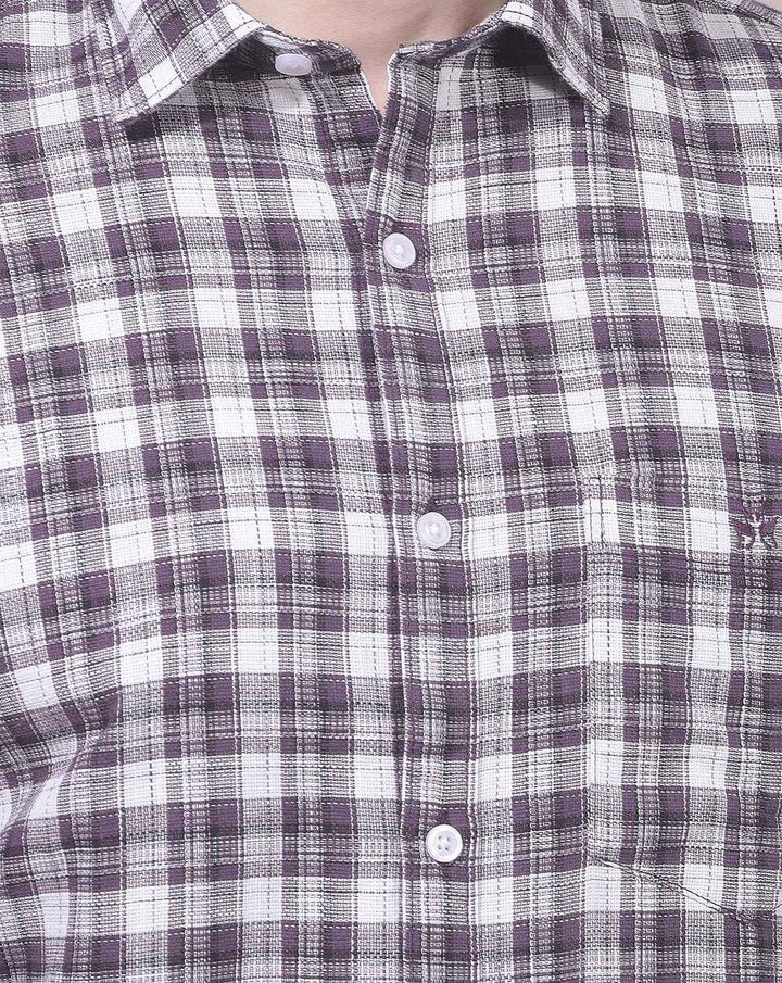 Purple Checked 100% Cotton Shirt