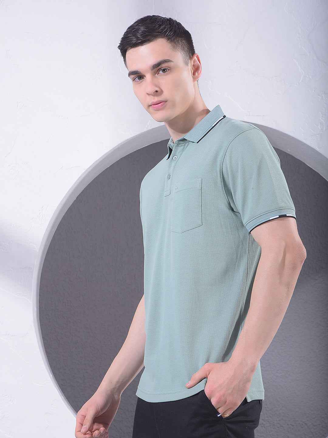 Green Polo Neck T-Shirt