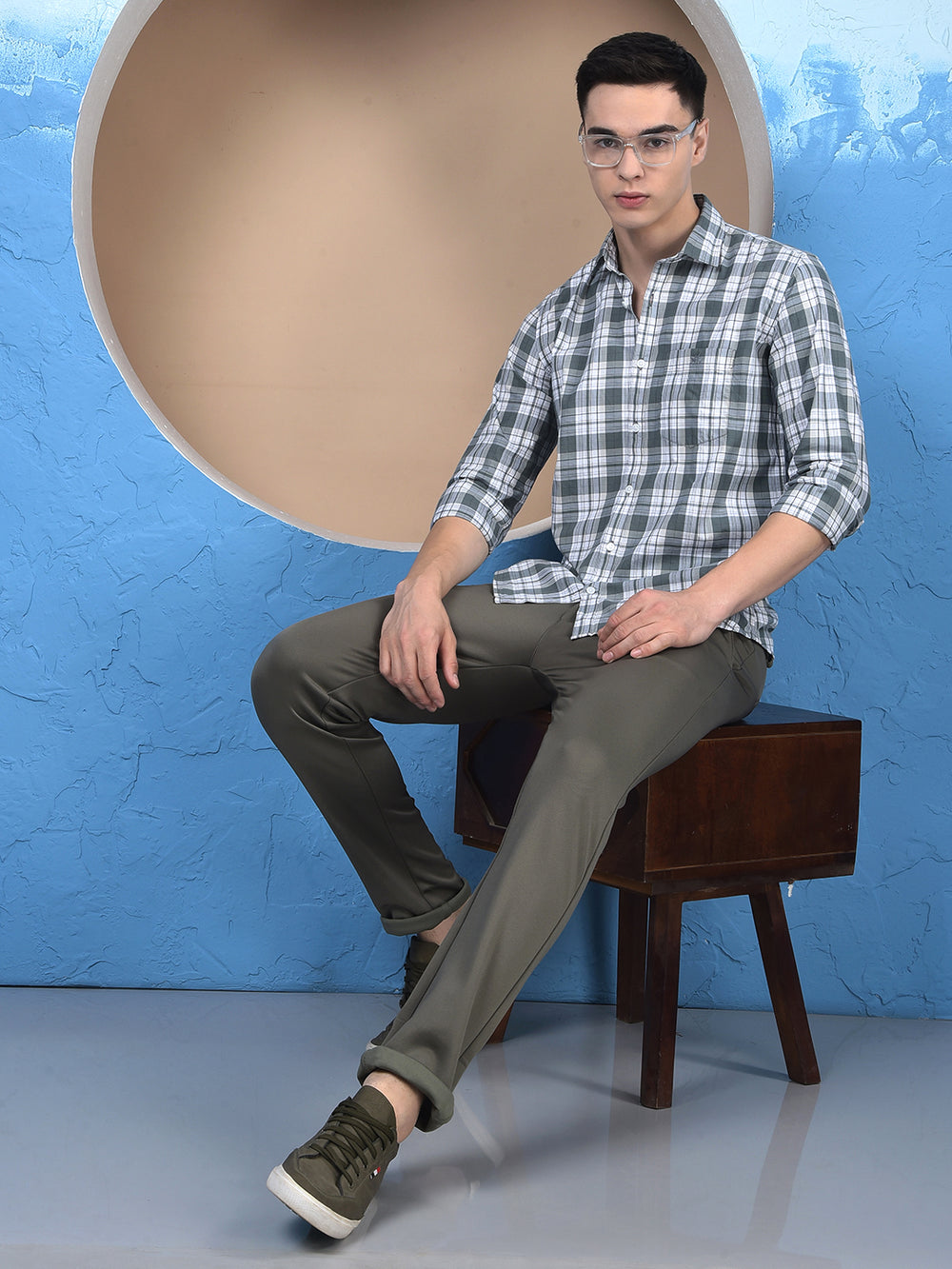 Grey Checked 100% Cotton Shirt