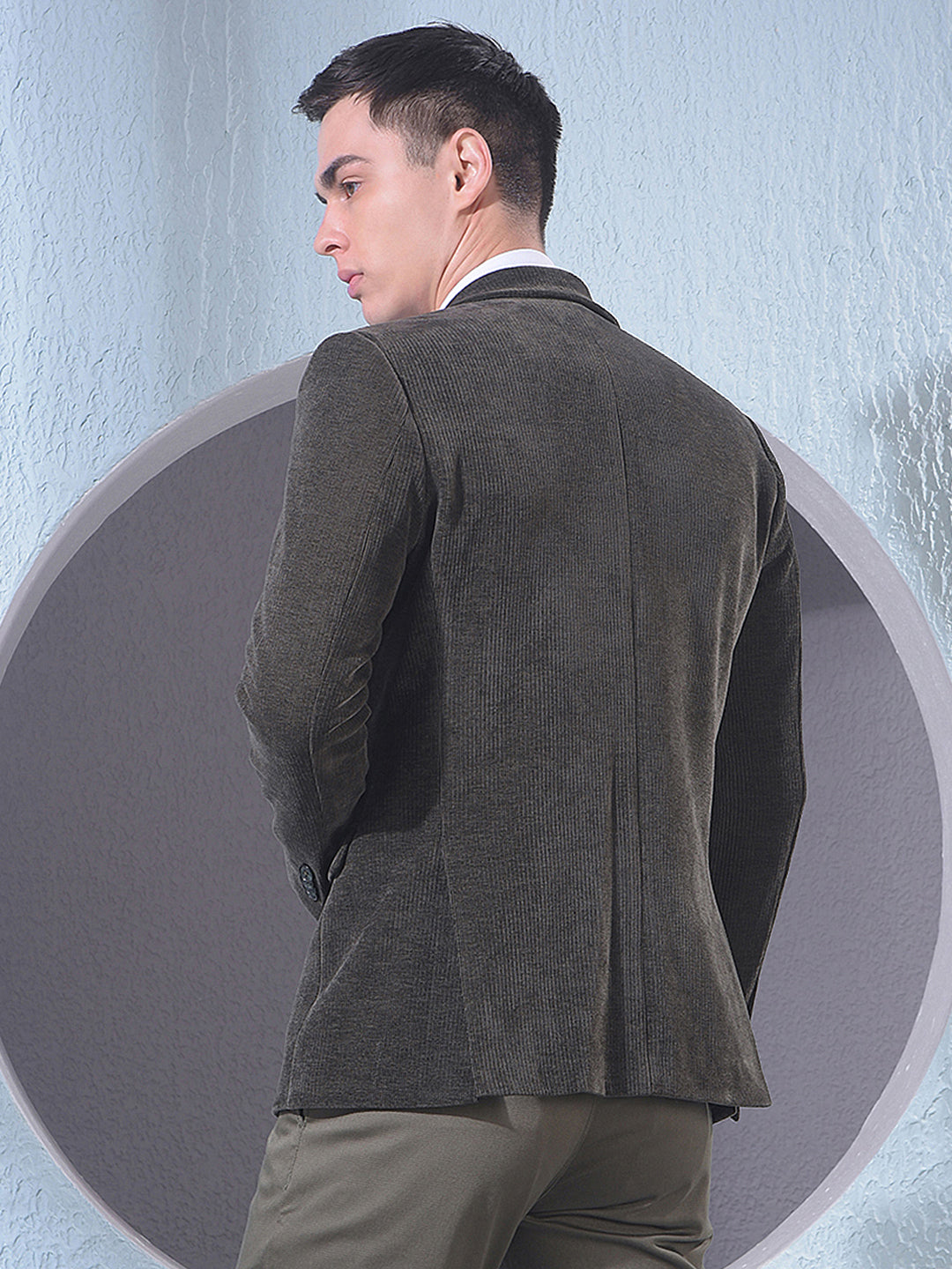 Brown Notched Lapel Single-Breasted Blazer