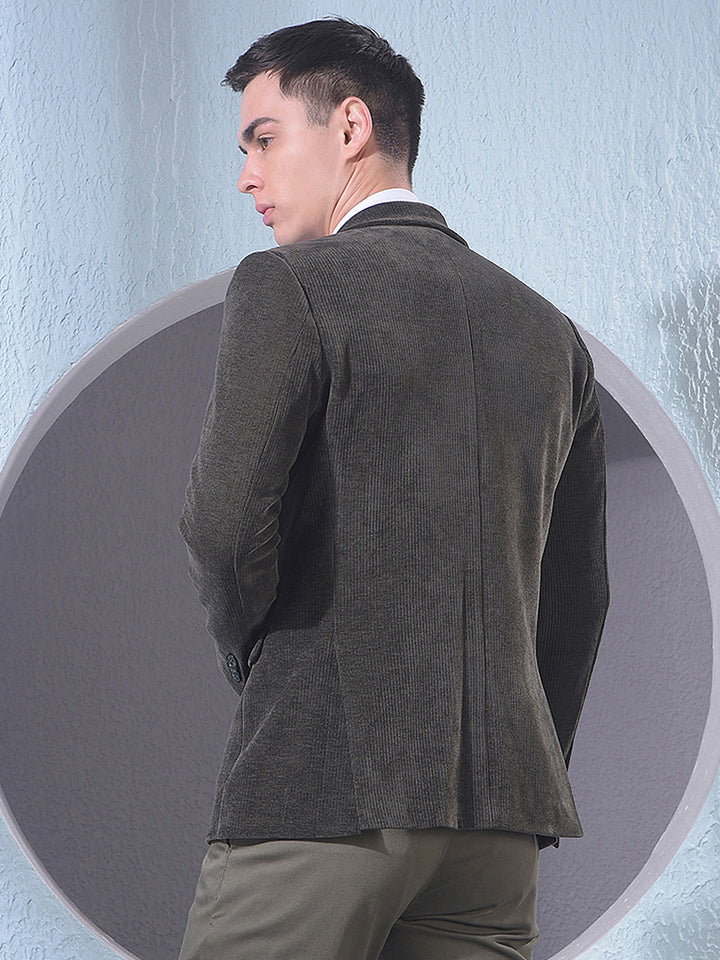 Brown Notched Lapel Single-Breasted Blazer