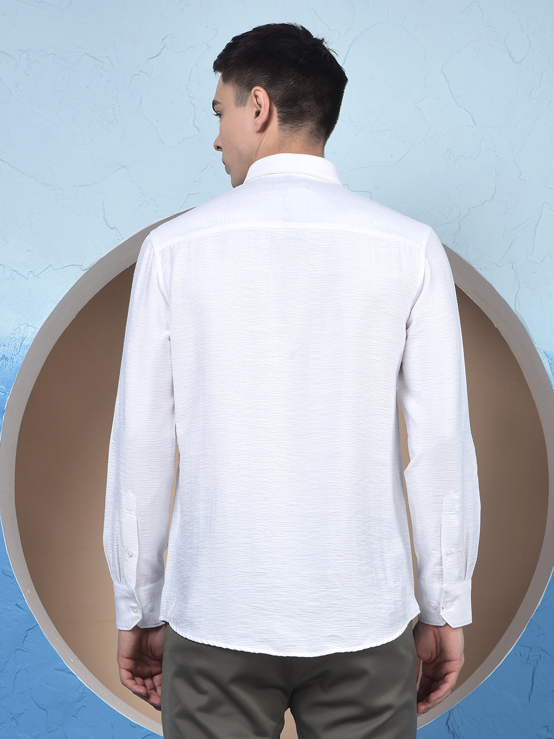 Pure White Woven Texture Shir