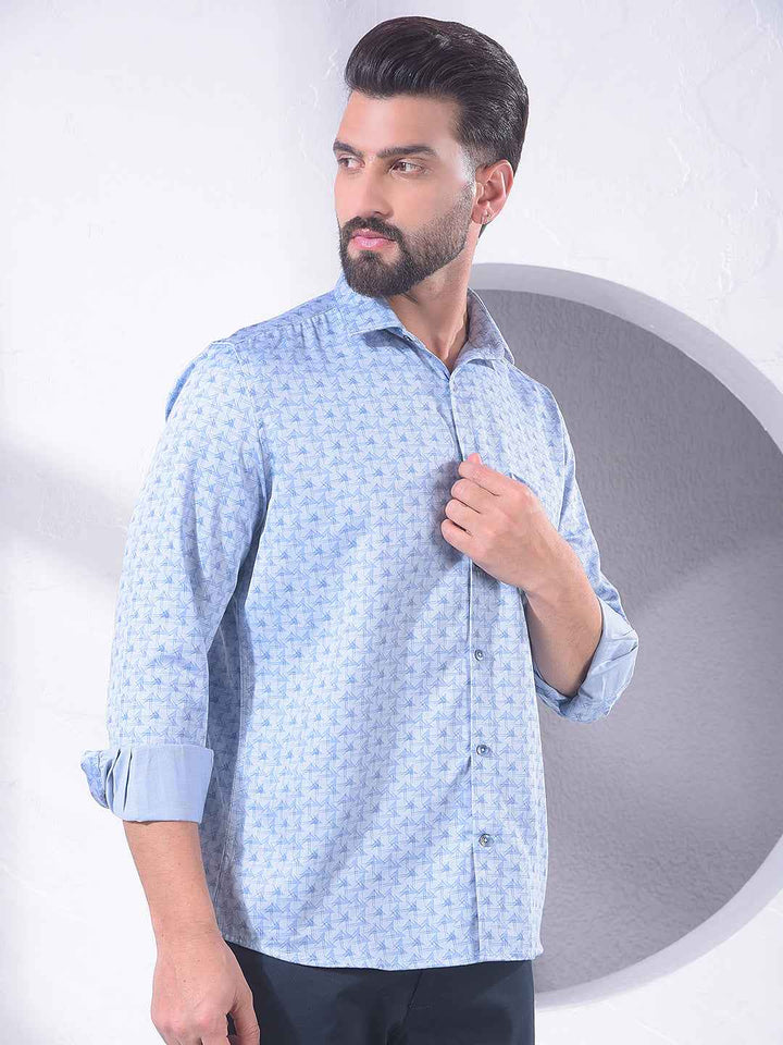 Blue Minimal Printed Shirt