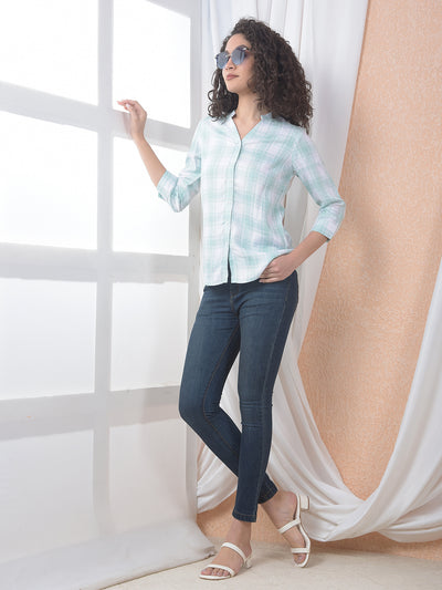 Mint Breeze Checked Green Shirt