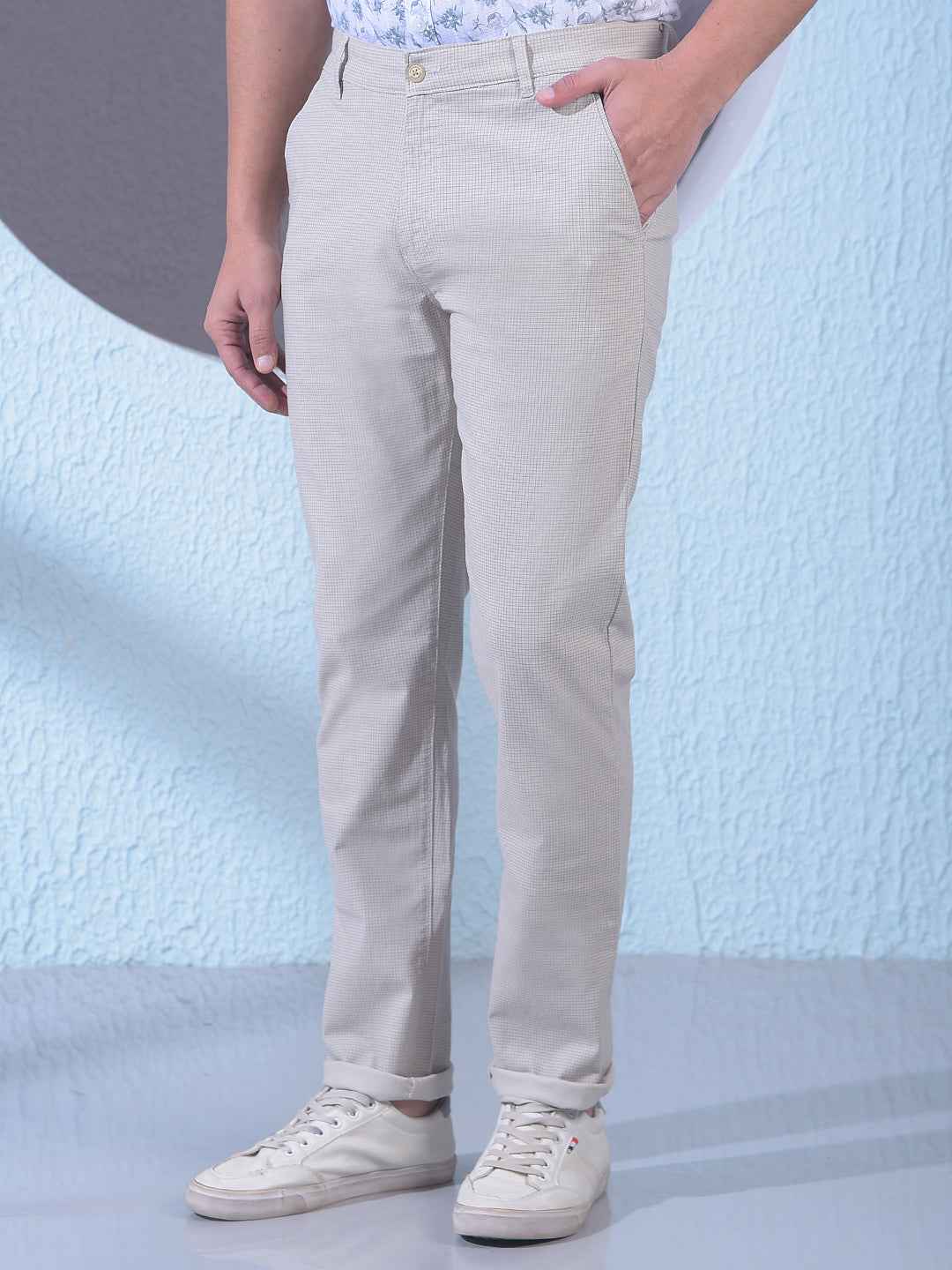 Grey Micro Check Trousers