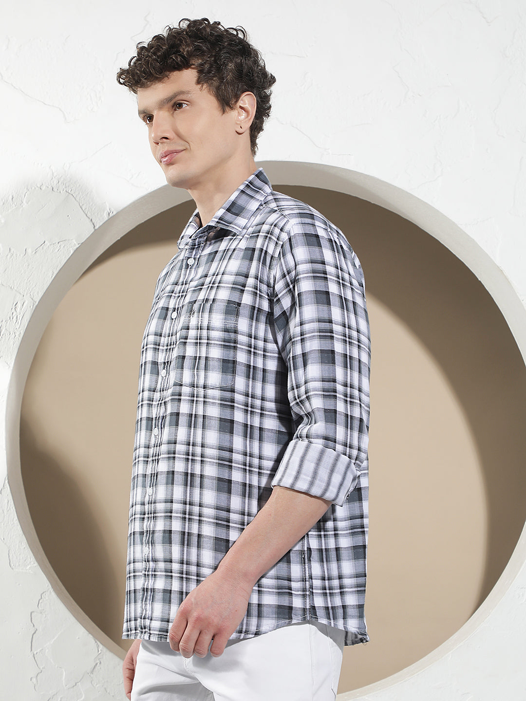 Grey Checked 100% Cotton Shirt