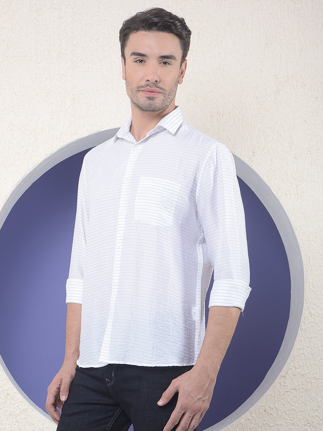 White Horizontal Stripes Shirt