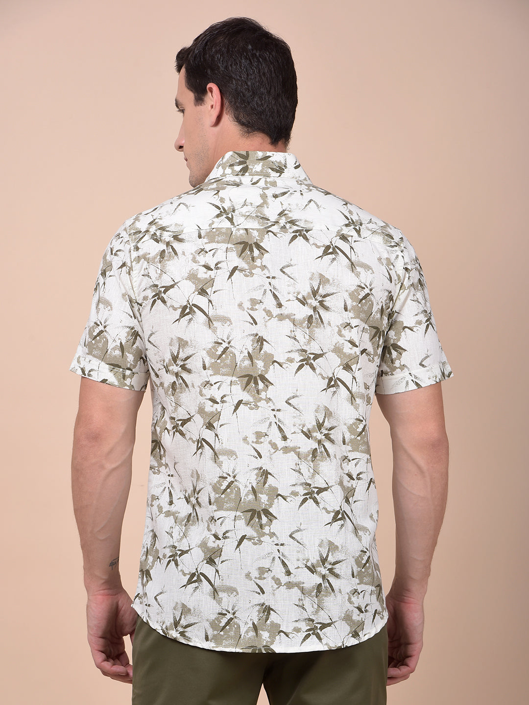 Olive Floral Print Shirt