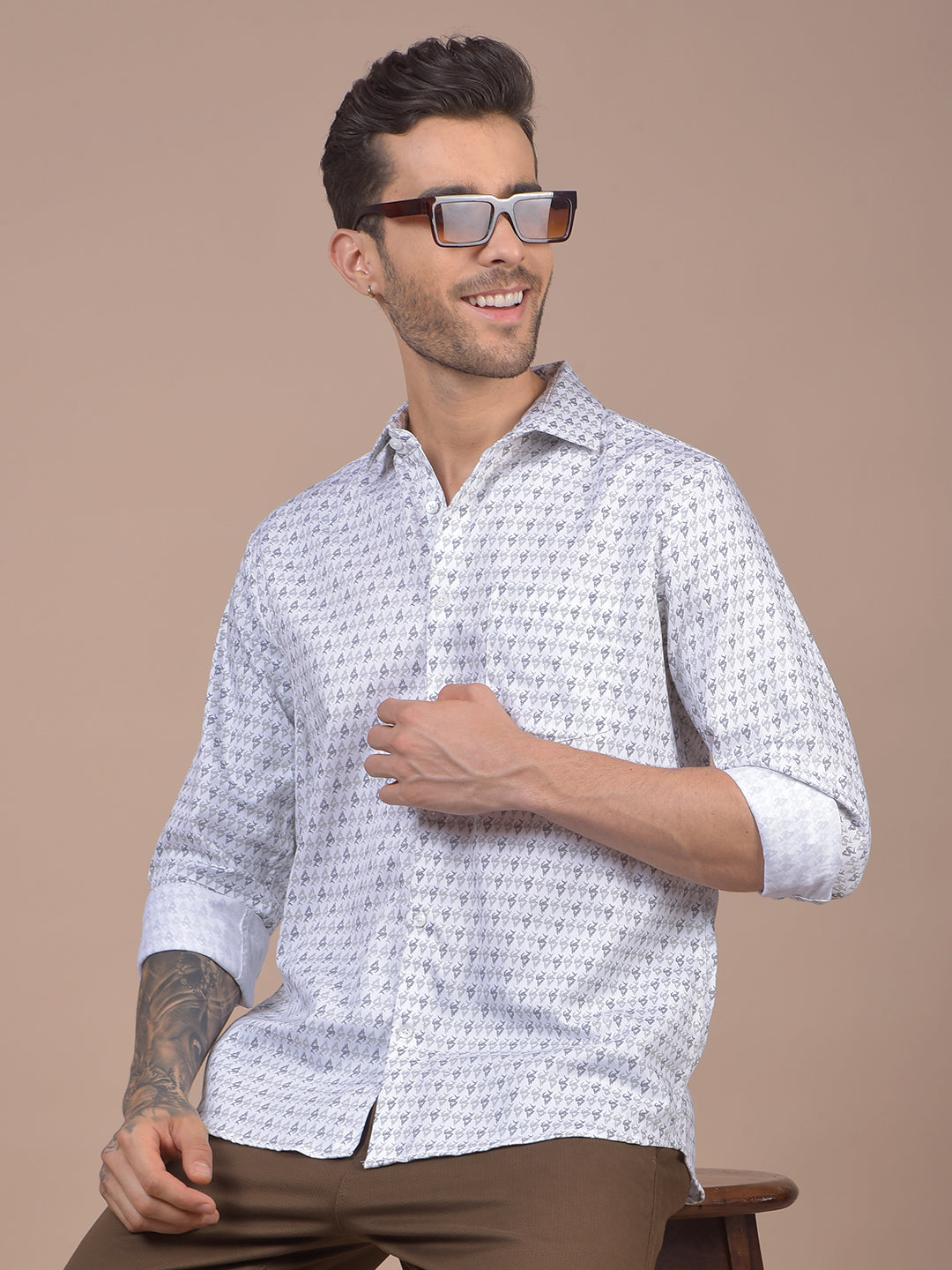 White Printed Shirt